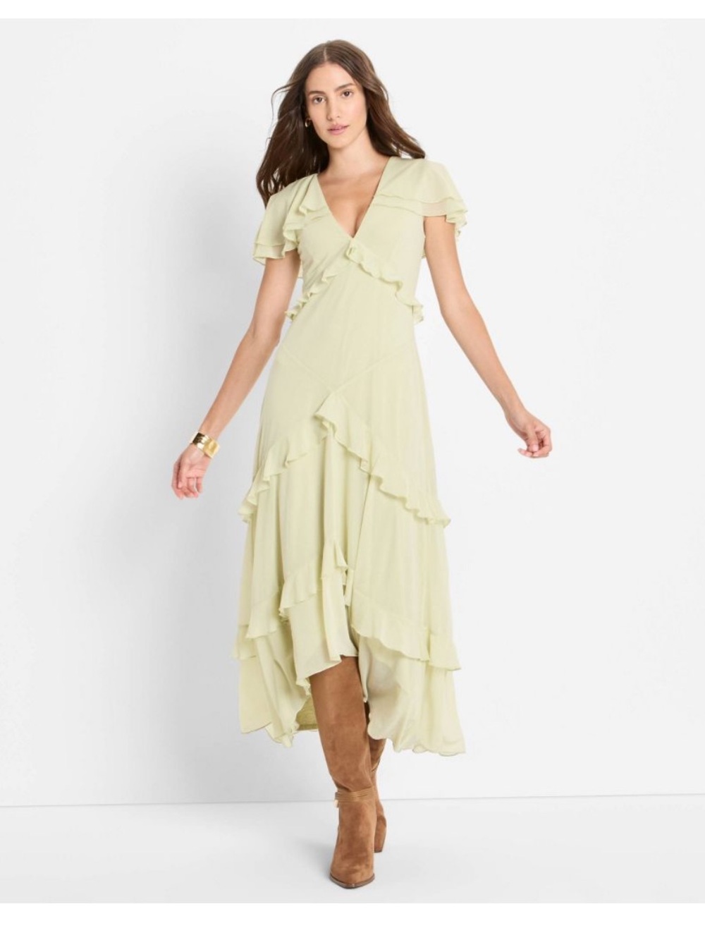 NWT Future Collective x Reese Blutstein Ruffle Cape High-Low Maxi Dress Small